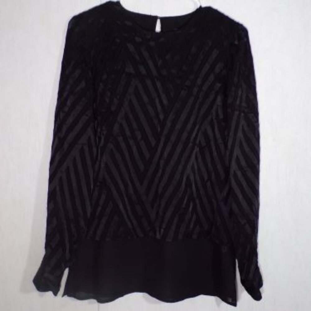 Doncaster Collection Womens Long Sleeve Blouse Size 2 Small Black Corpcore Goth